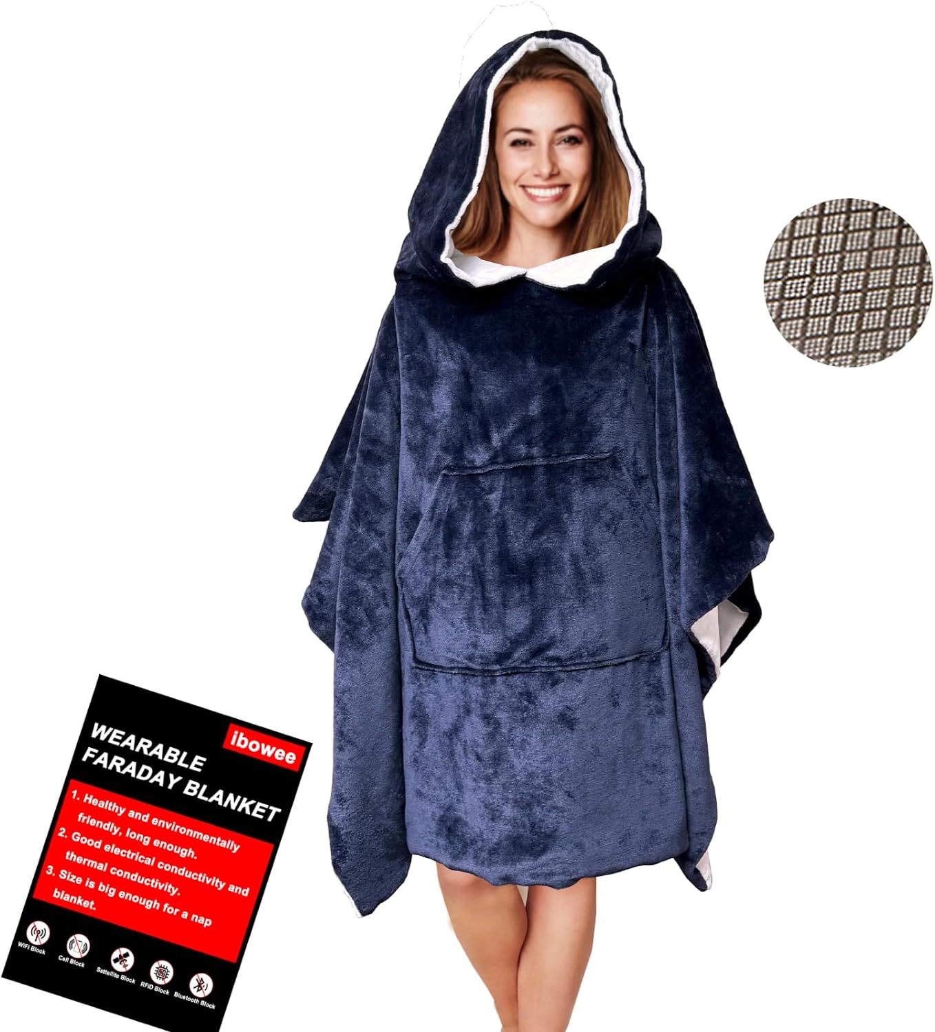 Ibowee Wearable Faraday Blanket with Faraday Copper Nickle Fabric